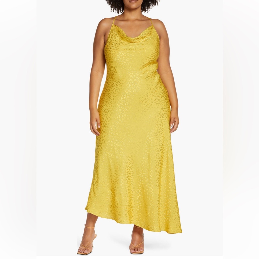 Halogen Asymmetrical Halter Midi Slip Dress